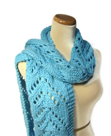 Bonnie Blue Lacy V Hand Knit Scarf
