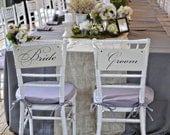 Wedding Signs, Bride and Groom Chair Signs with Thank You on the back.  Seen in ONEWED. 2-sided, Reception, Photo Props.