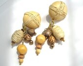 CLEARANCE BOHO Vintage Gypsy Natural Wood Dangle Earrings