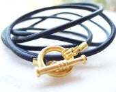 Navy Blue Leather Bracelet, Leather Bracelet, Leather Wrap Bracelet, Friendship Bracelet, Necklace, Cuff, Friend Bracelet
