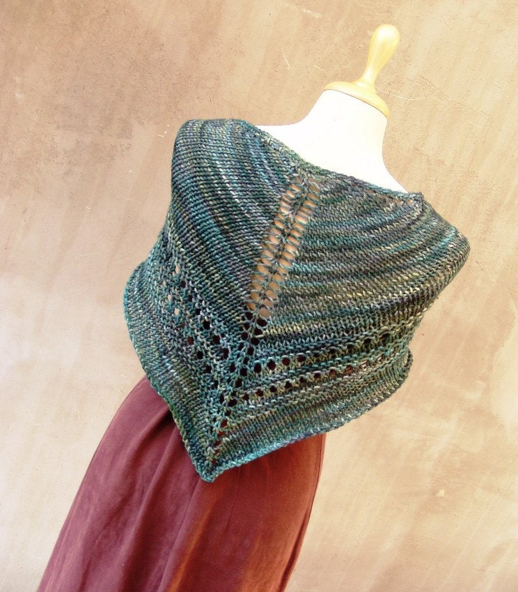 Forest Hand Knitted Green Wool Scarf in Malabrigo yarn