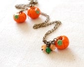 Pumpkin Necklace and Earrings Set. Halloween Jewelry. - JujuTreasures