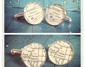 chose any stadium or ball park - custom silver vintage map cufflinks with gift box by Tomato-Made