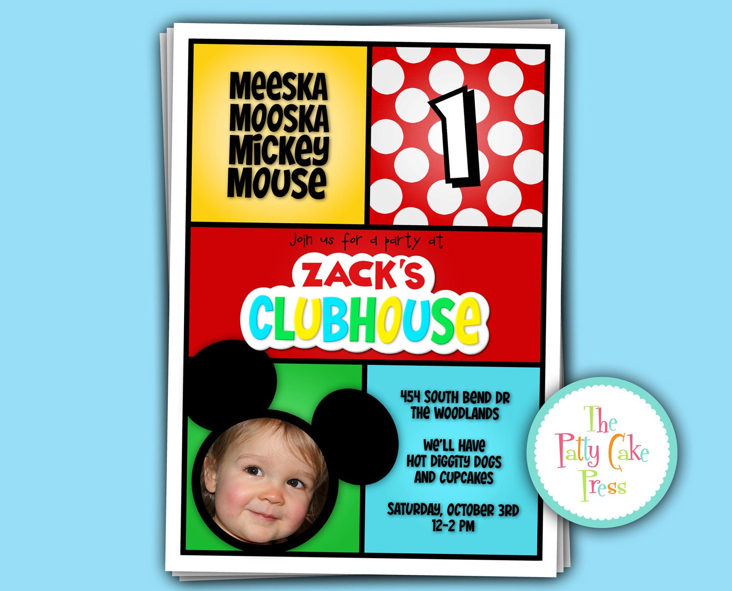 Mickey Mouse Clubhouse Invitation Minnie Photo First Birthday Party Custom Personalized