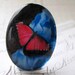 Fuschia pink butterfly on blue - handmade 40x30 30x40 40x30mm 30x40mm 40 30 mm glass oval cabochon, black, fuchsia, magenta, garden insect