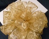 Big Bow Golden Swirls Christmas Tree Topper Wreath Wall Decor Christmas New Year Mantel Decor Wedding Ready To Ship
