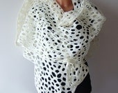 Felted scarf net lace White wedding