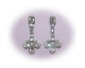 Rhinestone Clip on Earrings Dangle Style Vintage 1980's