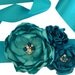Turquoise Blue Flower Wedding Belt, embroidered with Rhinestones, Peacock Wedding Sash, Bridal Sashes and Belts