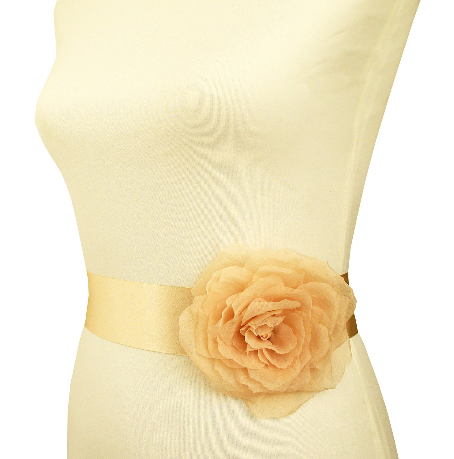 Wedding Sash. Pastel Champagne Beige rose flower sash belt by Nia Person, Champagne Wedding Belt
