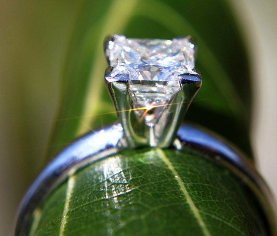 GIA CERTIFIED Princess Cut Solitaire - 1.00 carat  - Diamond Engagement Ring 14K White Gold - luxury - brides - engagement