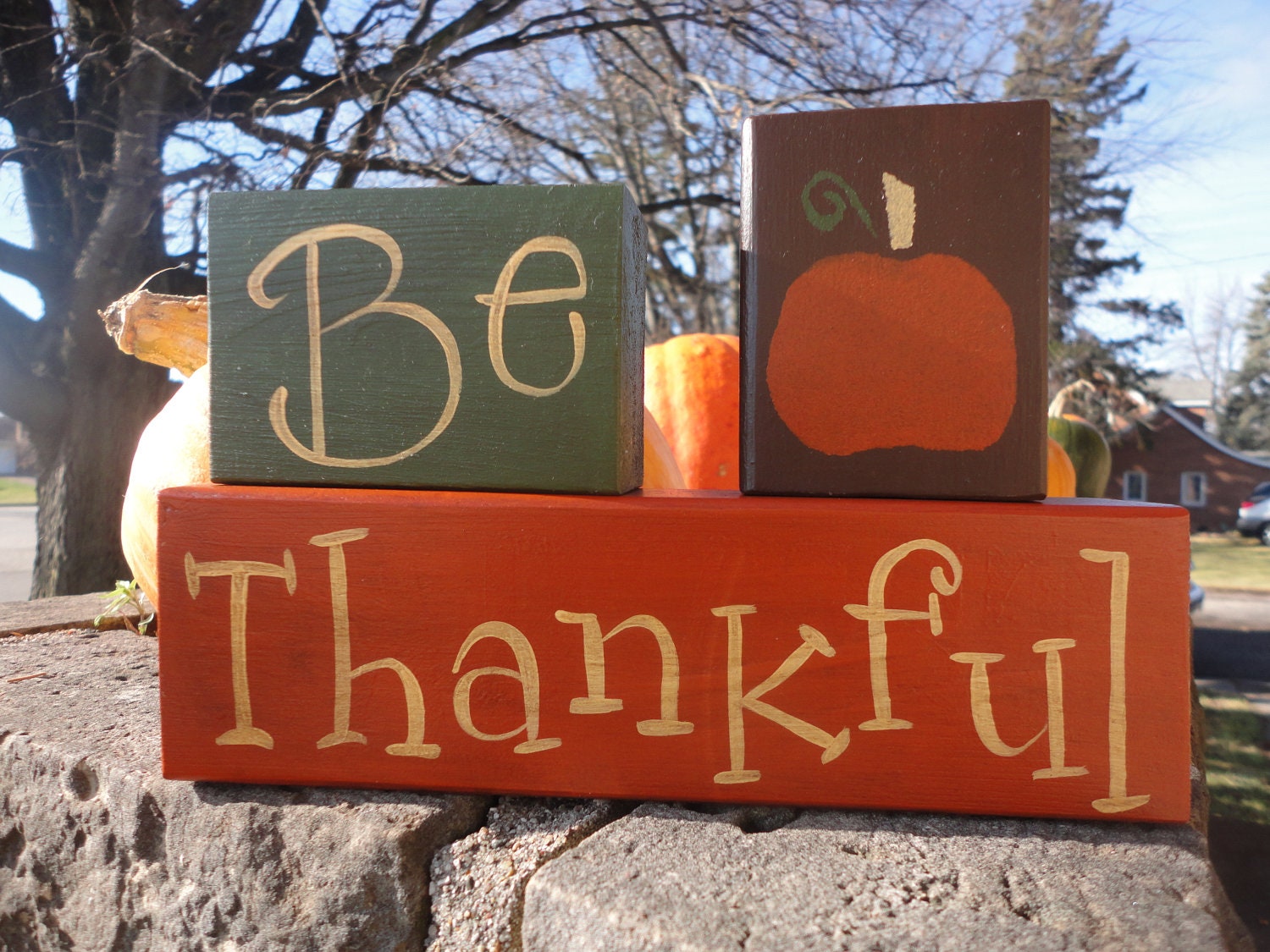 THANKSGIVING Decor,  Hand Painted Primitive Wood Blocks, Home Decor, Housewares, Centerpiece, Holidays, Teacher Gifts