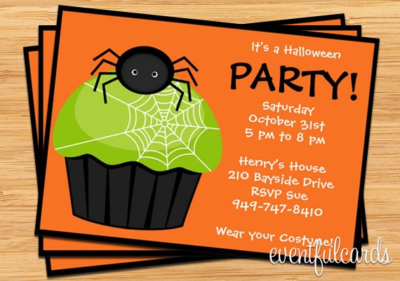 Spider Cupcake Halloween Party Invitation - Printable Il_570xn