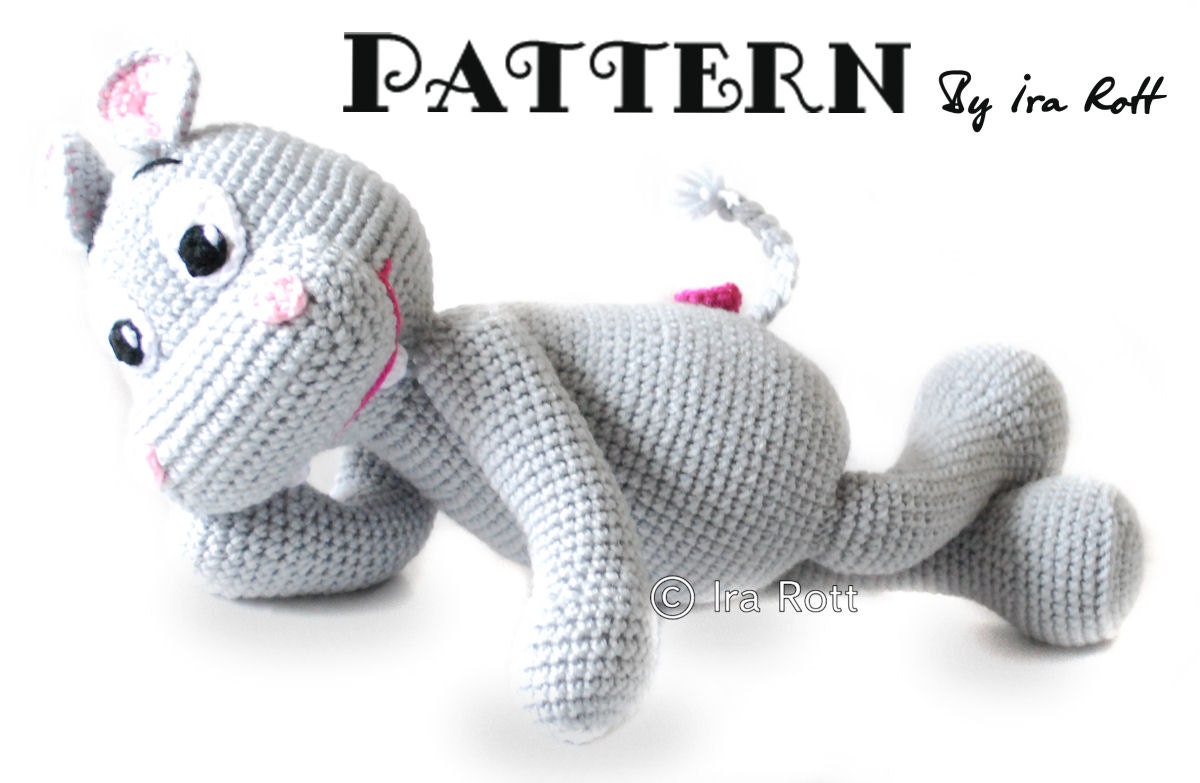 NEW PATTERN - Happy Hippo the Hippopotamus Amigurumi Toy, Stuffed Animal, Crochet Pattern in PDF