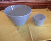 1960's Fire King, Delphite Blue, 2 pcs, Mixing Bowl & Creamer