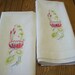 Vtg Linen Embroidered Finger Tip Towels, Bright Colors, Cat Tails and Water Lilies