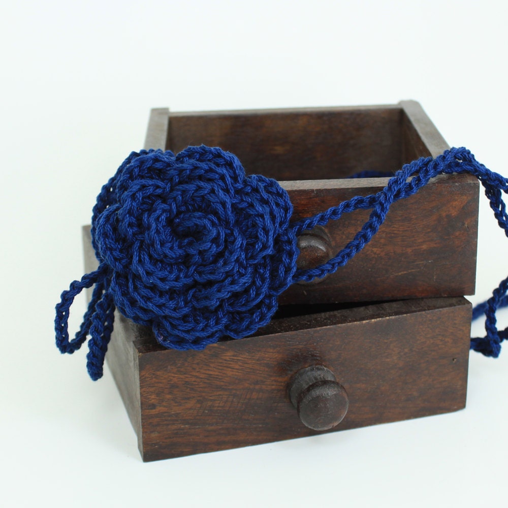 Rose Headband in Deep Indigo