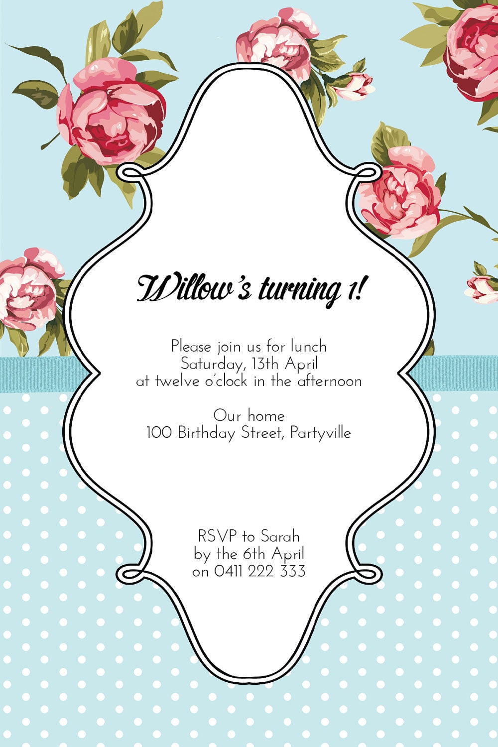 SHABBY CHIC - Custom Personalised Printable Invitation