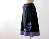 Aline skirt with flowers application. Jersey skirt with pockets. Spring womens skirt. Pocket skirt for day and work. Custom plus size skirt.