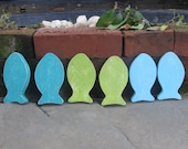 OOAK Reclaimed Wood set of 6  Little Guppy Fish. School of Fish. Pallet Fish. Beach Decor. Made to Order