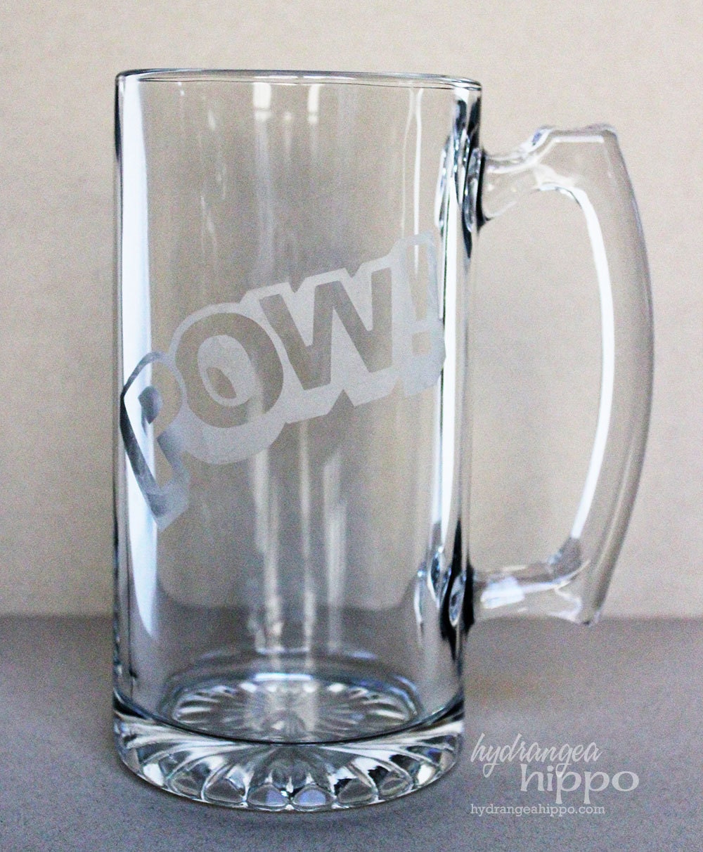 POW - Etched Glass Beer Mug