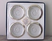 Vintage Glass and Silverplate Coasters in Original Packaging by Leonard