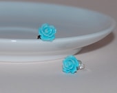 Turquoise Rose Sterling Silver Earrings