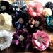 Tulle and satin flower clip with rhinestones in ivory, pink, rose, silver, grey, black, eggplant, brown, navy, teal. Wedding accessory