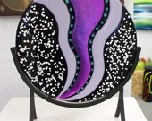 Beautiful Fused Glass Abstract Art  Platter 3296