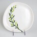 ceramic serving plate - abstract twig in chartreuse and dark green on white