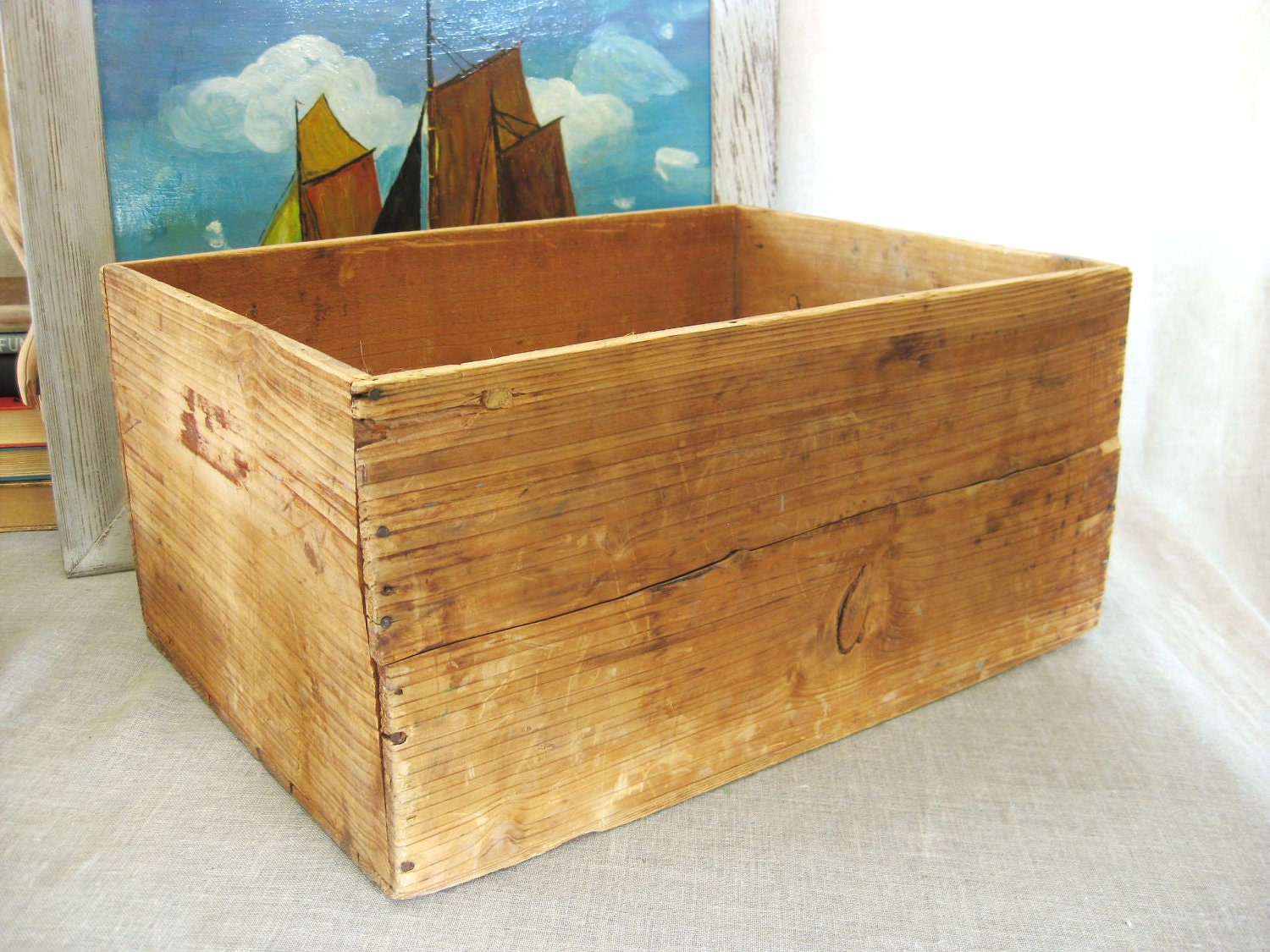 40% OFF Entire Shop - Antique Handmade Primitive Wooden Crate - Farmland Chic