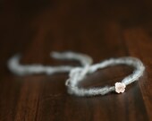 JANE. Halo Headband. Tieback. Tiny Flower. Peach. Cream. Ivory. Newborn Photography Prop. Yarn.