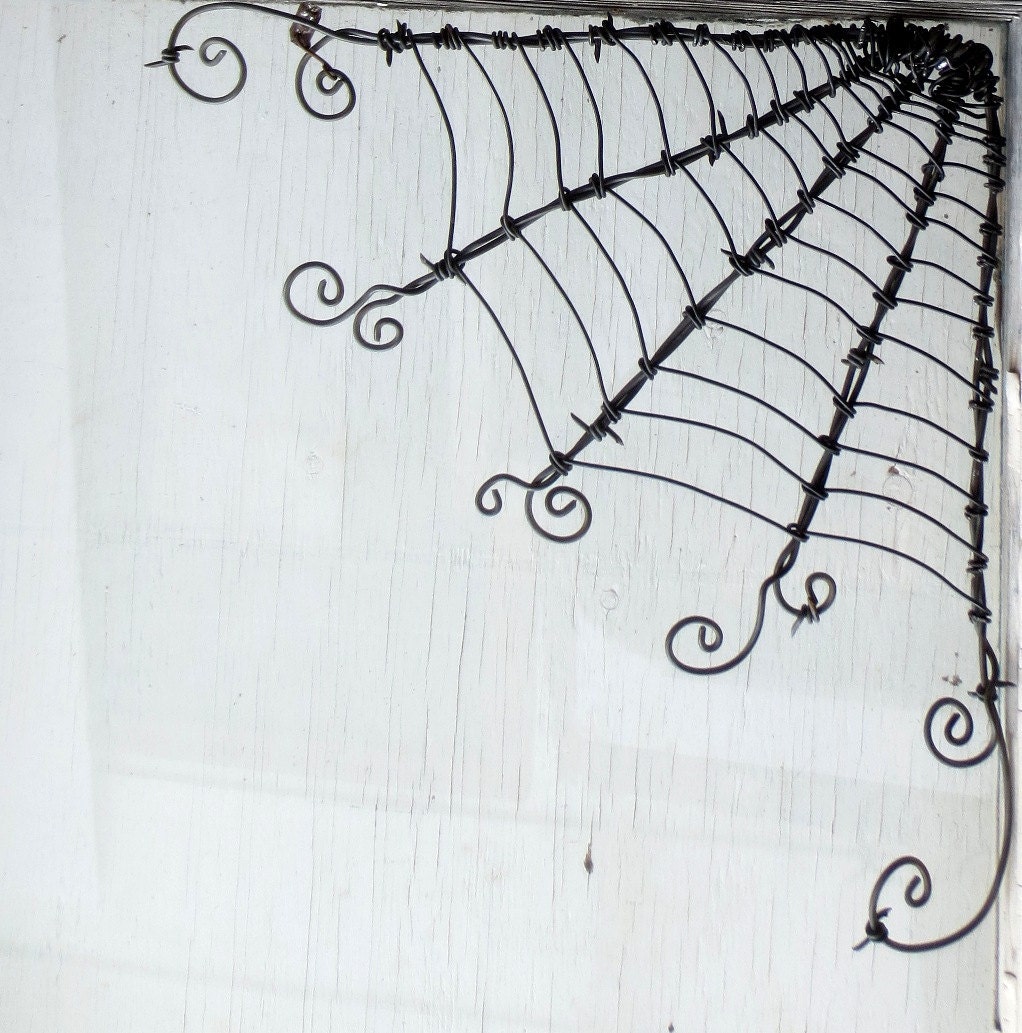 Twisted 12"  Barbed Wire Corner Spider Web For Halloween