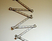 Vintage Wall Art Industrial Tool Wood Folding Measuring Tape Assemblage Mixed Media