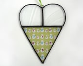 Snowman suncatcher love heart, stained glass winter window art