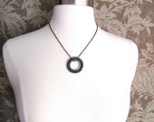 CRESTBROOK Necklace - Hand Beaded Circle Pendant on Oxidized Copper