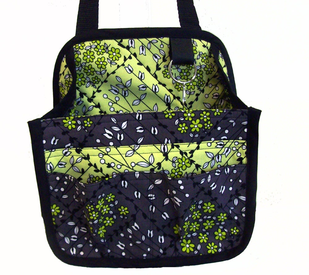 Hanging Car Organizer in lime and black