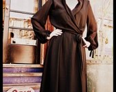 vintage 70s sheer black dress wrap style by Miss Elliete Small
