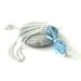 Silver chain necklace aqua swarovski pendant blue crystals minimalist elegant ooak