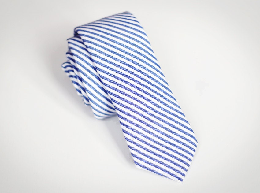 Sebastian - Blue/White Stripe Cotton Men's Tie