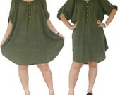 SALE 30% off - Green Long Blouse or Short Dress