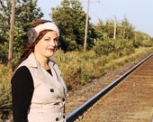 Knit Headband Feather Headband. Feather Fascinator. Knit Earwarmer. For Her. Vintage Headband. Custom Order.