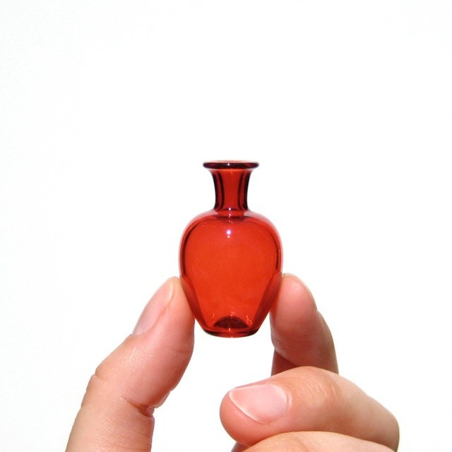 Miniature Vase in Red Glass - Hand Blown Artisan Glass
