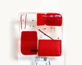 Night Light Red Geometric Fused Glass Nightlight Handmade OOAK