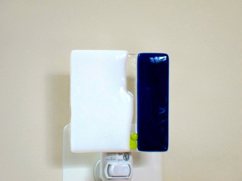 Navy Blue Fused Glass Night Light Modern