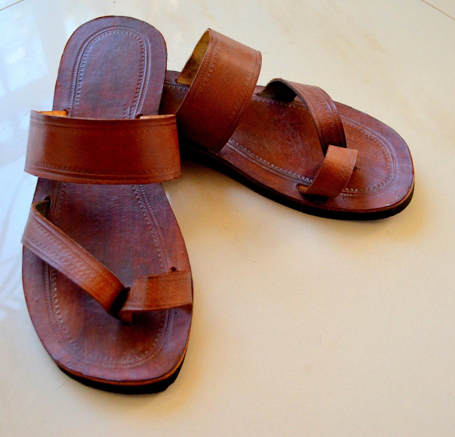 Single Band Leather Sandals - Handmade, Indian Leather Sandals, Custom ...