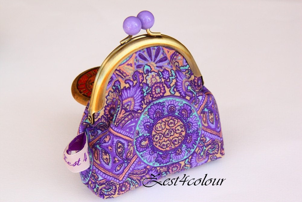 Lavender bobble frame Coin purse purple geometric