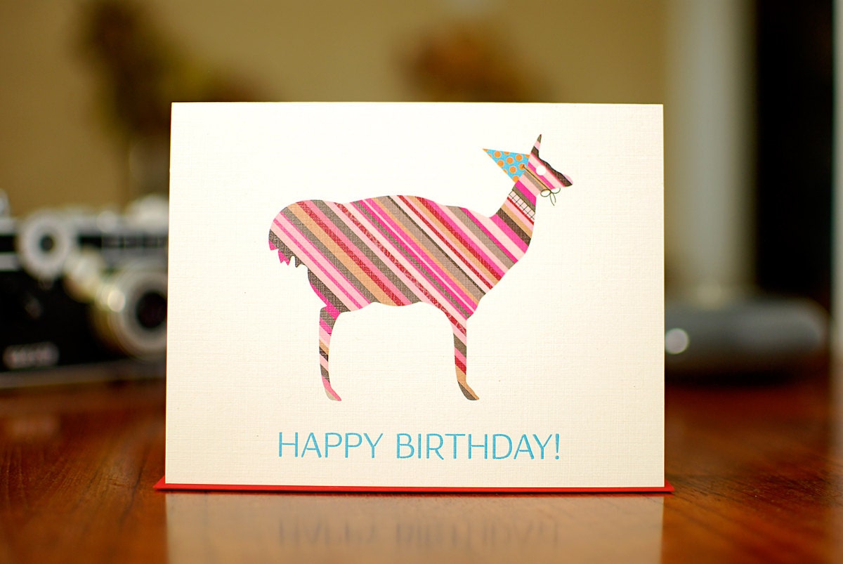 Good Times Llama Birthday Card on 100% Recycled Paper