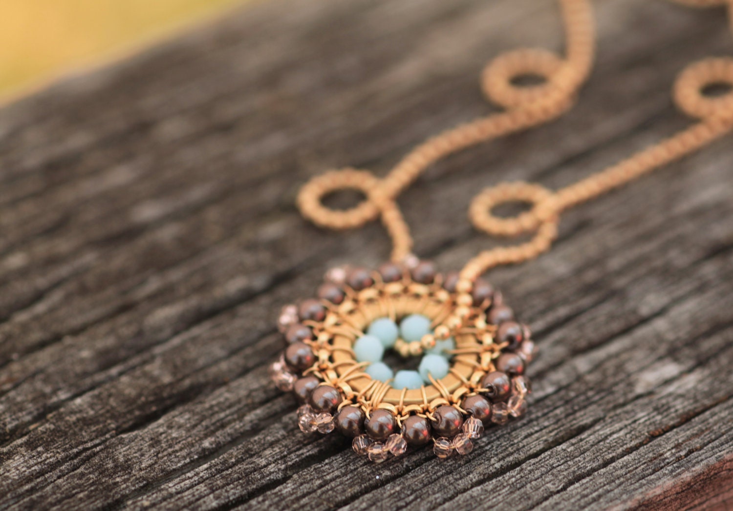 SALE - Bloom Necklace - Darling - Pendant, Beadwork,  Necklace, handmade, Bridal Accessories, Weddings, Gifts