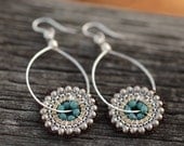 Teardrop Bloom Earrings - Moonlight - Jewelry, Dangle, Drop, Beadwork, Earrings, Jewelry